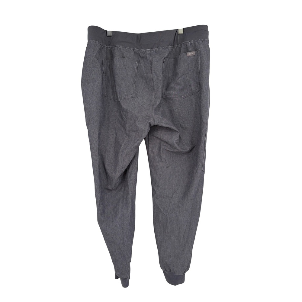 FIGS Technical Collection Heather Charcoal Grey‎ Jogger Pants Teal Drawstring LP - Picture 8 of 8